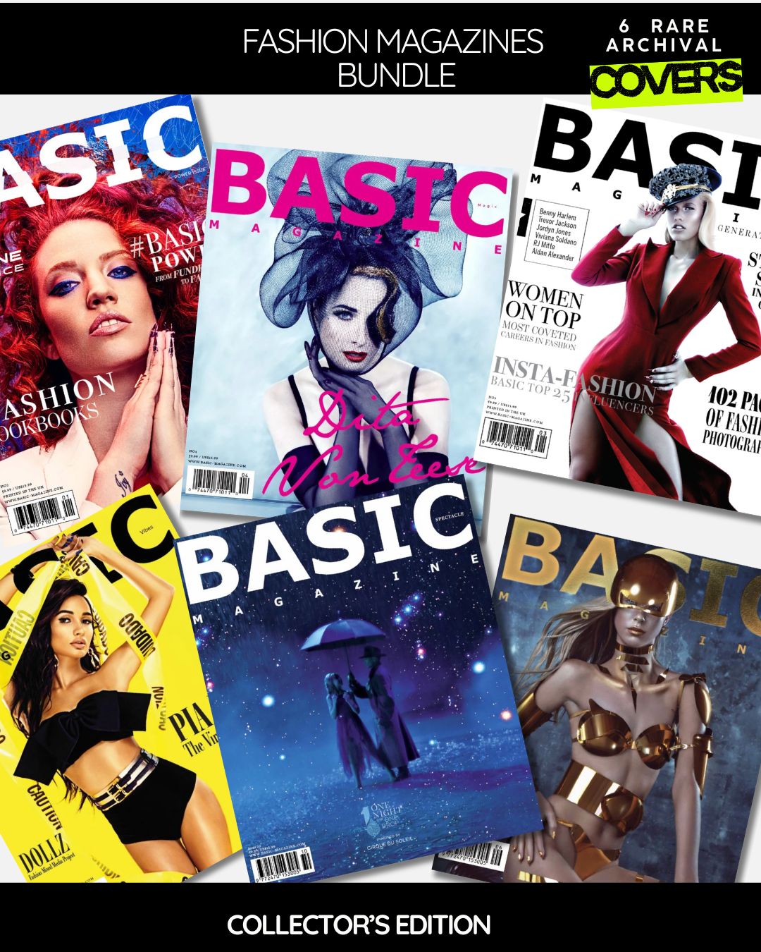 BASIC Rare Archives — 6 Limited Archival Covers +  Fashion Tote Bag